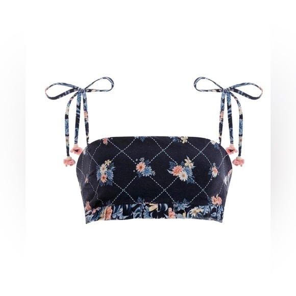 Agua Bendita Allie crop top in navy floral NWT - Picture 5 of 9